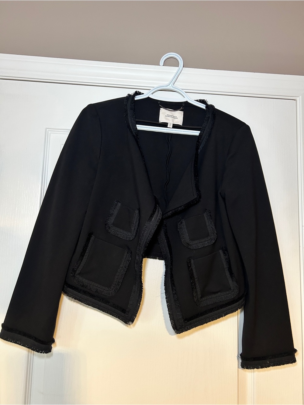 Dorothee Schumacher Black Fringed Crop Jacket / Blazer M-L